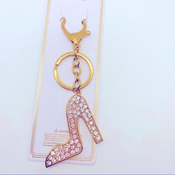 Key Chain Purse Charm Stilletto Crystals set in Golden tone. VERY BRILLI… - Picture 3 of 6